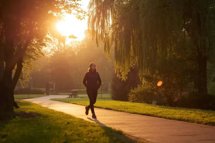 Morning walk in nature to boost mindset and reduce stress
