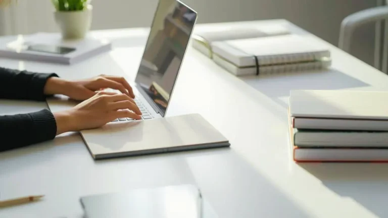 Student staying focused during long study sessions at organized desk