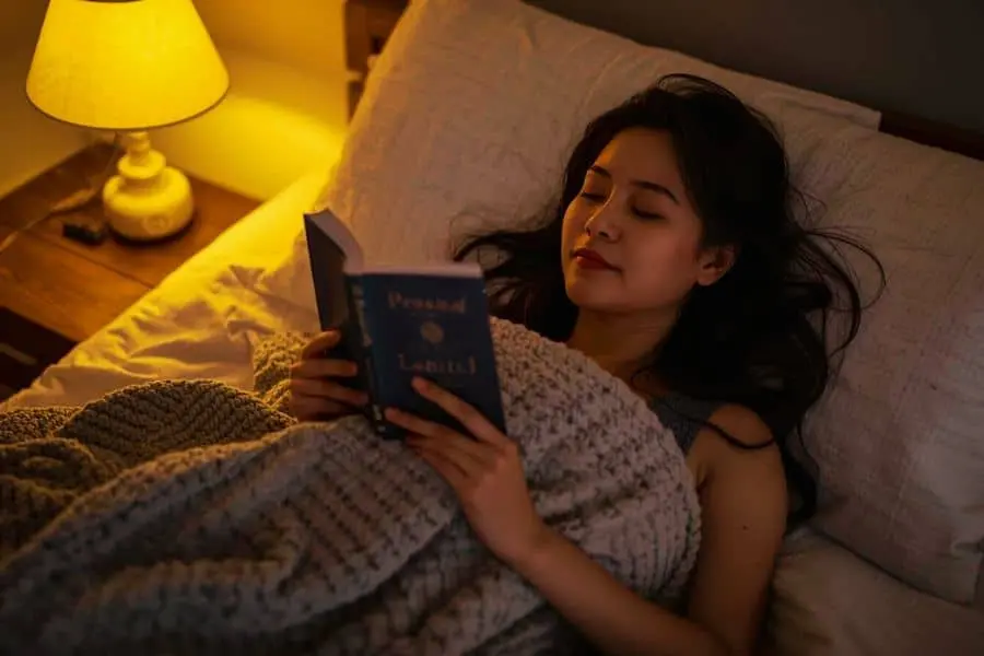 reading book during night routine before sleep