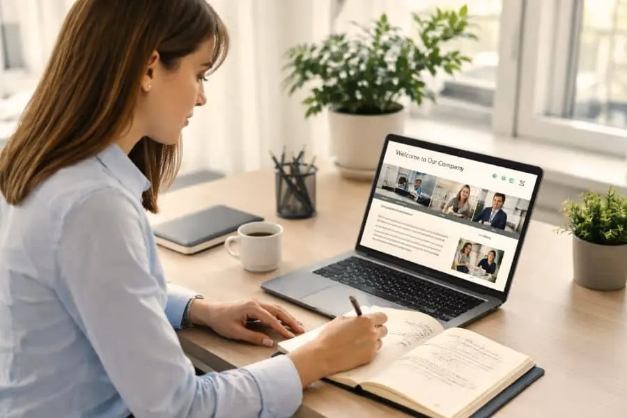 Researching a company online as part of interview tips preparation