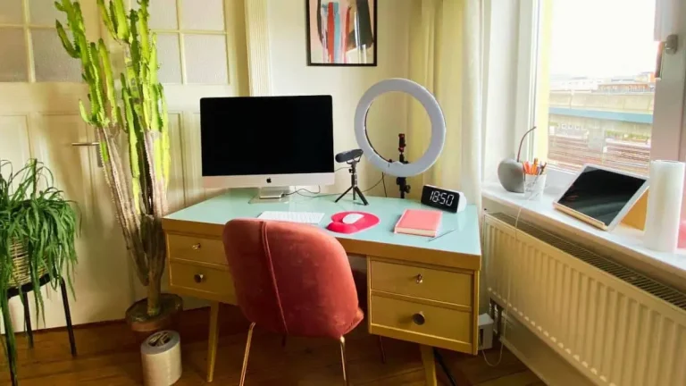 organized study routines workspace with planner notebook and laptop